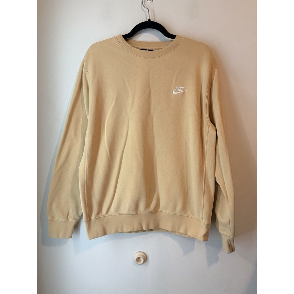 Nike‎ Sportswear Crewneck Sweatshirt Beige Cream Embroidered Logo Medium
